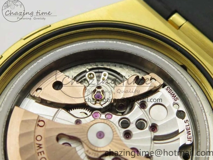 0318 HighQuality Constellation 131.33.41.21.03.001 YG TW Best Edition Black Dial On Gummy Strap A 7871